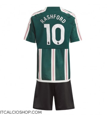 Manchester United Marcus Rashford #10 Seconda Maglia Bambino 2023-24 Manica Corta (+ Pantaloni corti)